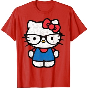 image:imageHello Kitty Distressed Nerd Glasses Tee Shirt TShirtRed
