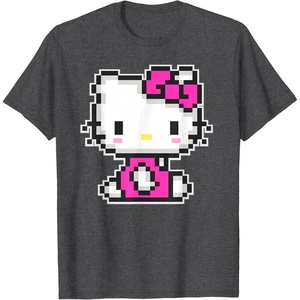 image:imageHello Kitty Official Pixel Tee Shirt TShirtDark Heather Grey
