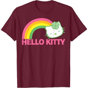 image:imageHello Kitty St Patricks Rainbow Tee Shirt TShirtBurgundy