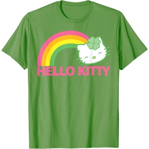 image:imageHello Kitty St Patricks Rainbow Tee Shirt TShirtGrass Green