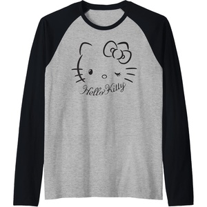 image:imageHello Kitty Winking Raglan Baseball TeeBlackAthletic Heather