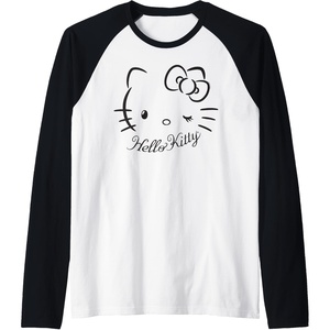 image:imageHello Kitty Winking Raglan Baseball TeeBlackWhite