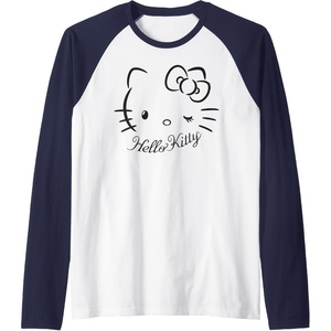 image:imageHello Kitty Winking Raglan Baseball TeeNavy BlueWhite