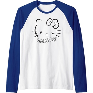 image:imageHello Kitty Winking Raglan Baseball TeeRoyal BlueWhite