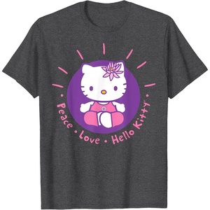 image:imageHello Kitty Yoga Peace Love Lotus Meditation TShirtDark Heather Grey
