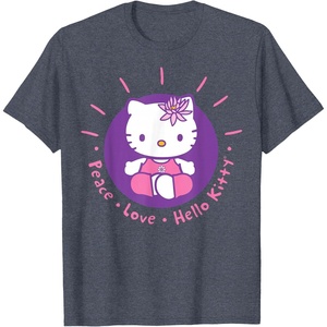 image:imageHello Kitty Yoga Peace Love Lotus Meditation TShirtHeather Blue