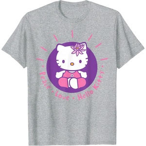 image:imageHello Kitty Yoga Peace Love Lotus Meditation TShirtHeather Grey