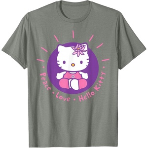 image:imageHello Kitty Yoga Peace Love Lotus Meditation TShirtOlive Heather