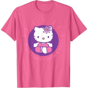 image:imageHello Kitty Yoga Peace Love Lotus Meditation TShirtPink Heather