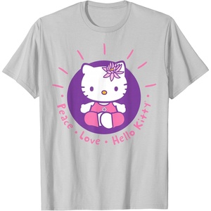 image:imageHello Kitty Yoga Peace Love Lotus Meditation TShirtSilver Grey