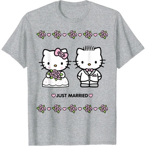 image:imageHello Kitty and Dear Daniel Just Married Tee Shirt TShirtHeather Grey