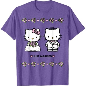image:imageHello Kitty and Dear Daniel Just Married Tee Shirt TShirtPurple Heather