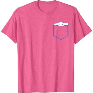 image:imageSANRIO Cinnamoroll Chest Pocket TShirt  UnisexAdults and Kids  White  Short Sleeve  Classic Fit  Cotton Polyester  Machine Wash  SmallPink Heather