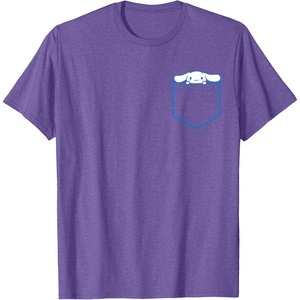 image:imageSANRIO Cinnamoroll Chest Pocket TShirt  UnisexAdults and Kids  White  Short Sleeve  Classic Fit  Cotton Polyester  Machine Wash  SmallPurple Heather