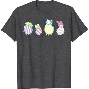 image:imageSanrio Hello Kitty Keroppi My Melody Pompompurin Easter Eggs TShirtDark Heather Grey