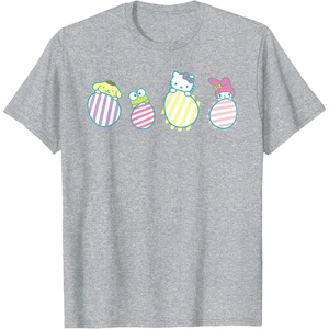 image:imageSanrio Hello Kitty Keroppi My Melody Pompompurin Easter Eggs TShirtHeather Grey
