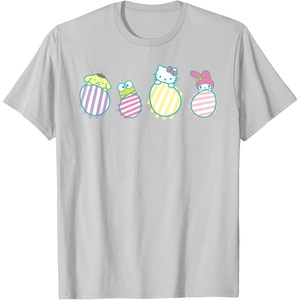 image:imageSanrio Hello Kitty Keroppi My Melody Pompompurin Easter Eggs TShirtSilver Grey
