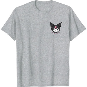 image:imageSanrio Kuromi Front and Back Logo Tee Shirt TShirtHeather Grey