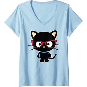 image:imageWomens Chococat Nerd Glasses VNeck TShirtBaby Blue