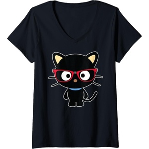 image:imageWomens Chococat Nerd Glasses VNeck TShirtBlack