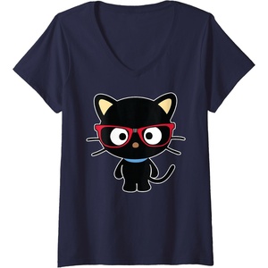 image:imageWomens Chococat Nerd Glasses VNeck TShirtNavy Blue