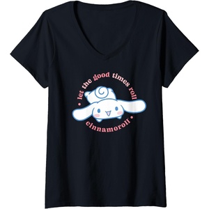 image:imageWomens Cinnamoroll Let the Good Times Roll VNeck TShirtBlack