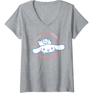 image:imageWomens Cinnamoroll Let the Good Times Roll VNeck TShirtHeather Grey