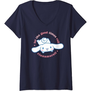 image:imageWomens Cinnamoroll Let the Good Times Roll VNeck TShirtNavy Blue