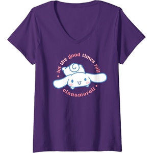 image:imageWomens Cinnamoroll Let the Good Times Roll VNeck TShirtPurple