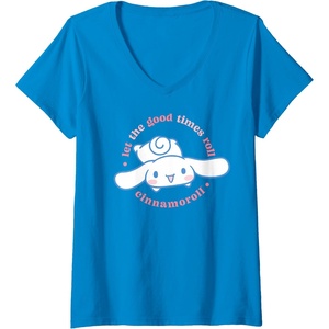 image:imageWomens Cinnamoroll Let the Good Times Roll VNeck TShirtSapphire Blue