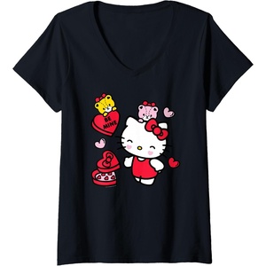 image:imageWomens Hello Kitty Be Mine Candy Gifts Valentines VNeck TShirt SmallBlack