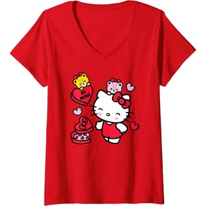 image:imageWomens Hello Kitty Be Mine Candy Gifts Valentines VNeck TShirt SmallRed