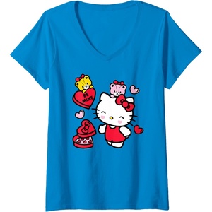 image:imageWomens Hello Kitty Be Mine Candy Gifts Valentines VNeck TShirt SmallSapphire Blue