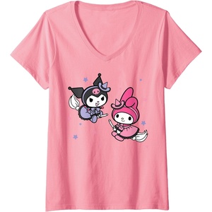 image:imageWomens My Melody Kuromi Little Witches Halloween VNeck TShirtPink