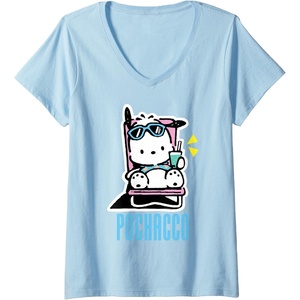 image:imageWomens Pochacco Summer Drink VNeck TShirtBaby Blue