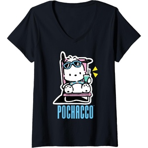image:imageWomens Pochacco Summer Drink VNeck TShirtBlack