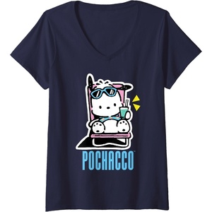 image:imageWomens Pochacco Summer Drink VNeck TShirtNavy Blue