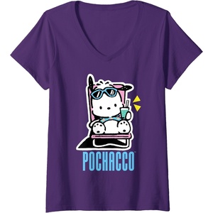 image:imageWomens Pochacco Summer Drink VNeck TShirtPurple