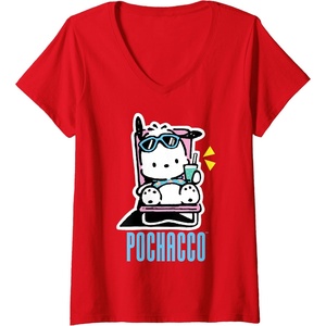 image:imageWomens Pochacco Summer Drink VNeck TShirtRed