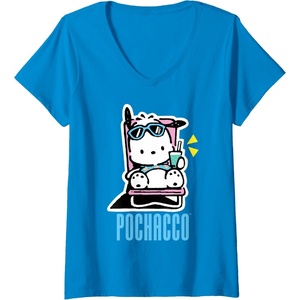 image:imageWomens Pochacco Summer Drink VNeck TShirtSapphire Blue